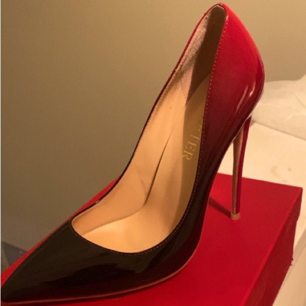 Red and black pumps